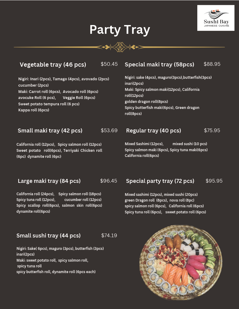 Sushi bay deals menu